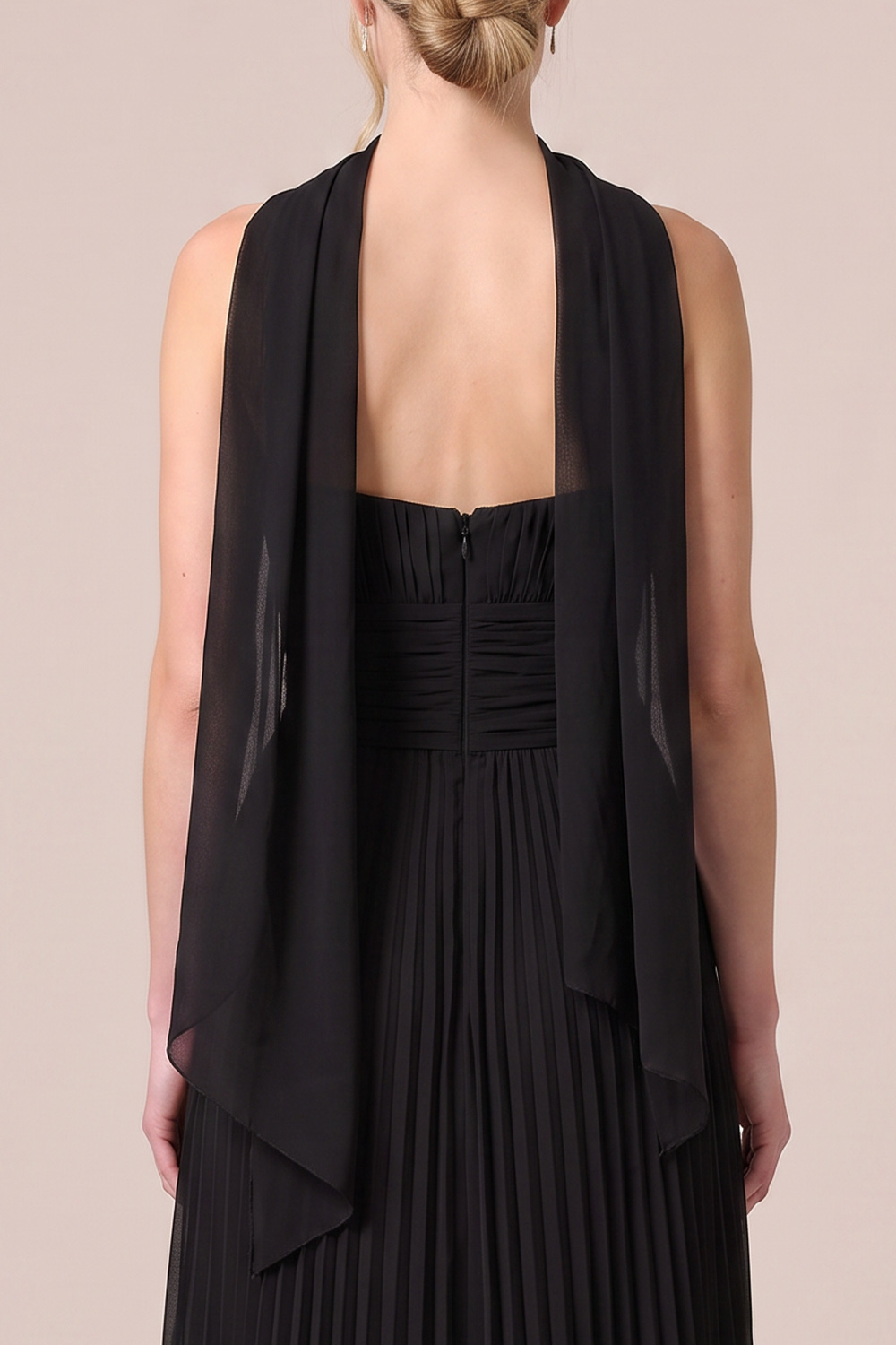Black A-Line Strapless Pleated Long Wedding Guest Dress