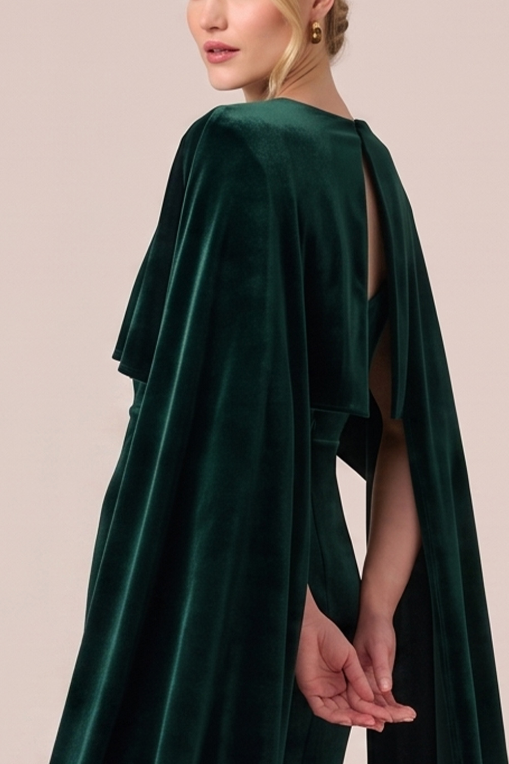 Dark Green Sheath Round Neck Long Holiday Party Dress wtih Cape
