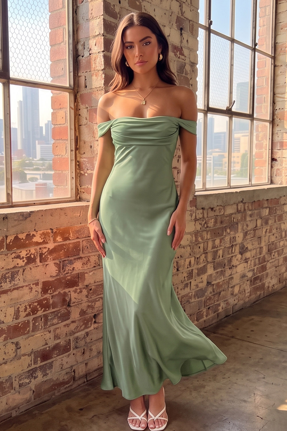 Pink Sheath Off the Shoulder Ruched Long Formal Dress