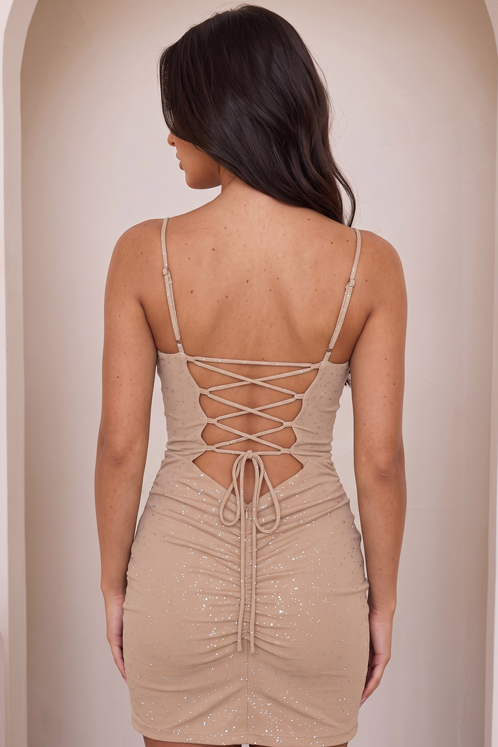 Dark Navy Spaghetti Straps Ruched Short Bodycon Birthday Dress