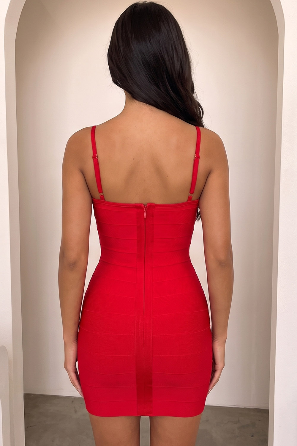 Red Square Neck Ruched Bodycon Short Birthday Dress