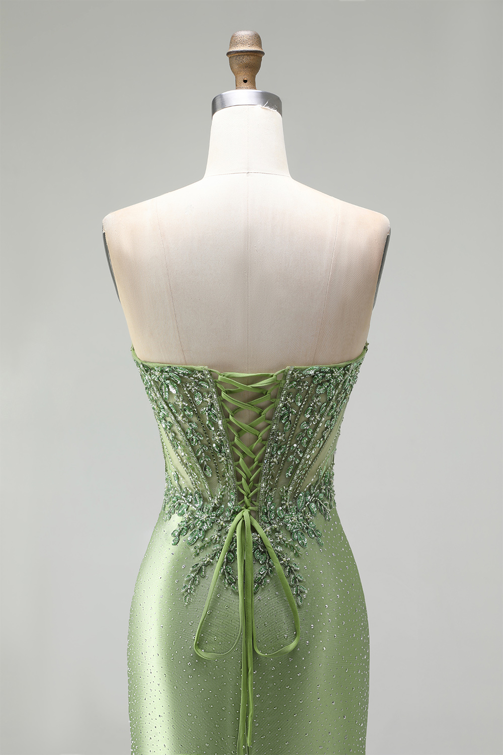 Green Mermaid Sweetheart Ruched Long Prom Dress with Beading