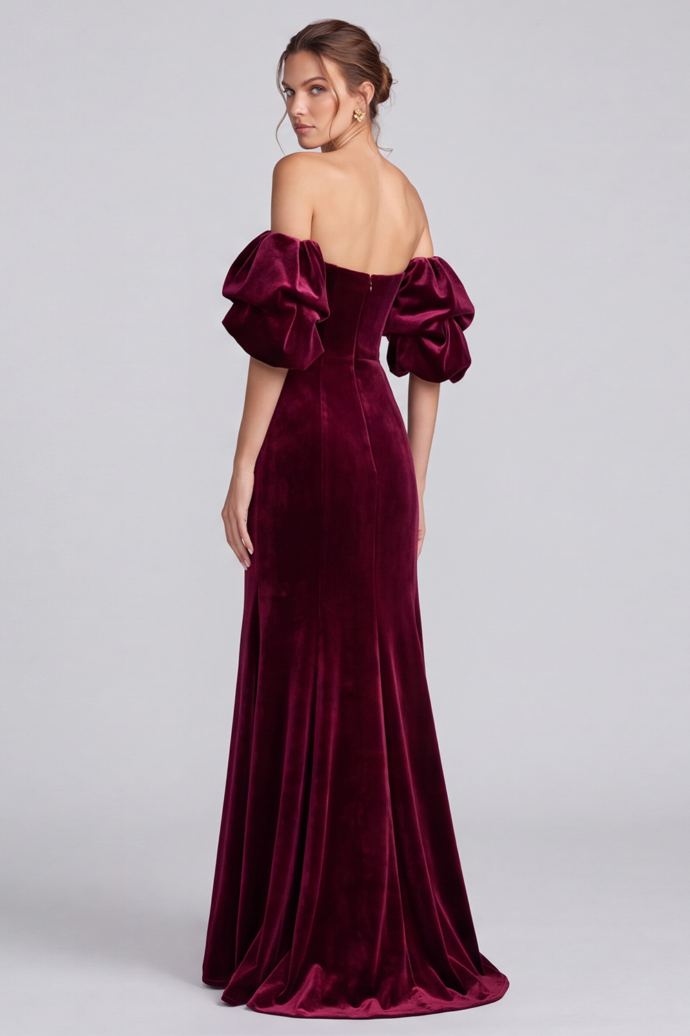 Burgundy Sweetheart Mermaid Velvet Long Holiday Dress 