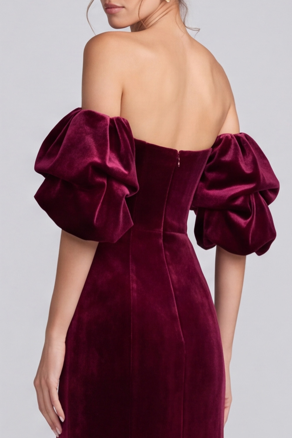 Burgundy Sweetheart Mermaid Velvet Long Holiday Dress 