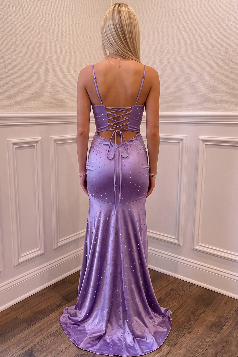 Plum Ruched Mermaid Spaghetti Straps Prom Dress with Flowers