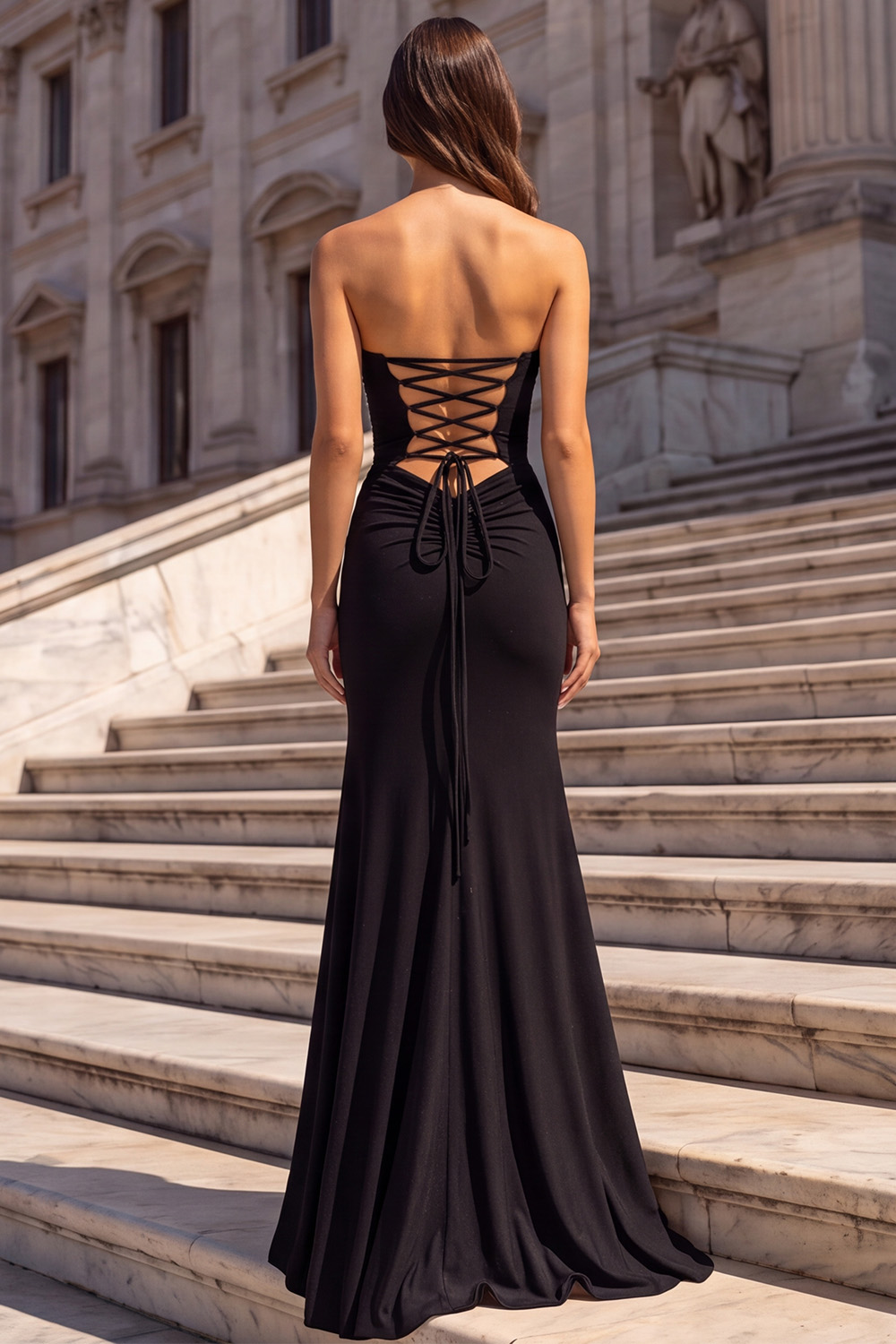 Black Sheath Sweetheart Long Prom Dress with Rhinestone