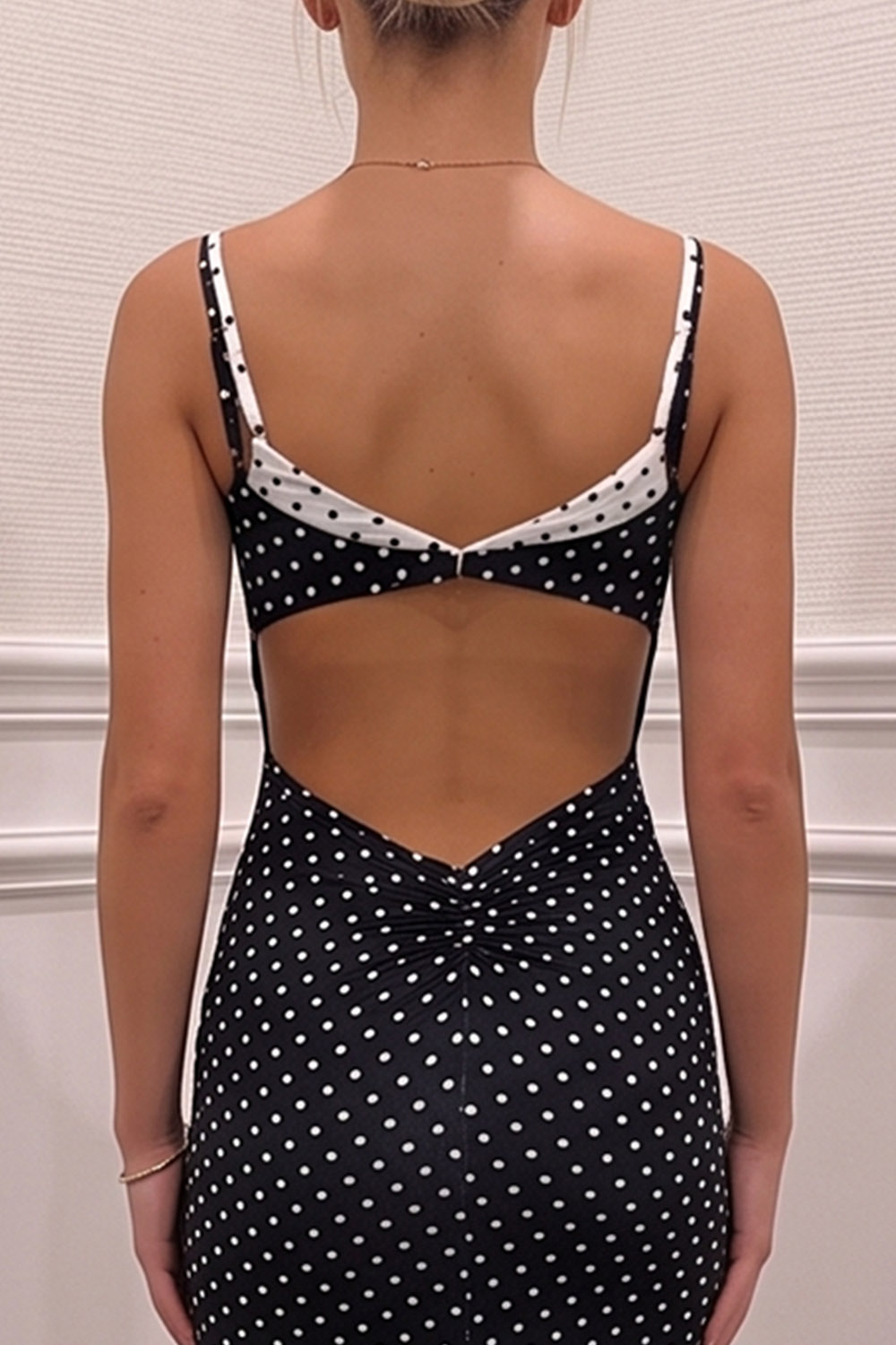 Black Mermaid Long Polka Dots Prom Dress with Slit