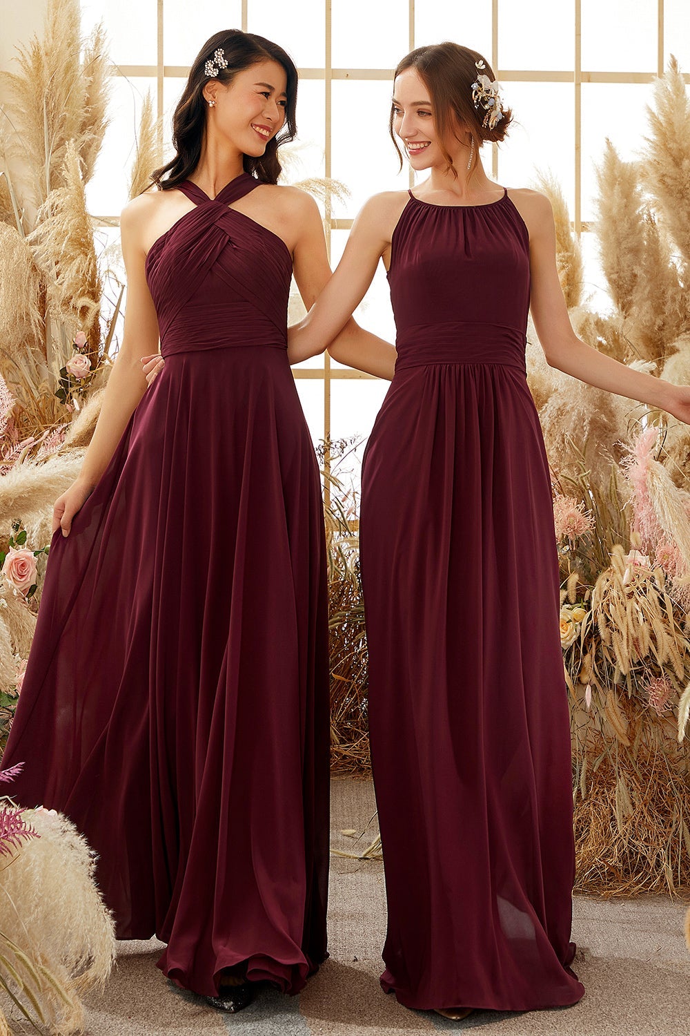 Burgundy bridesmaid dresses under 100 deals