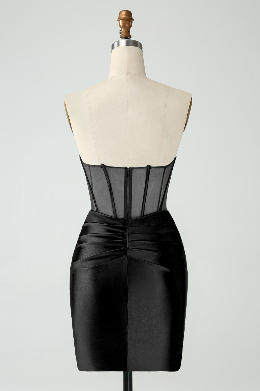 Dark Green Strapless Bodycon Satin Ruched Corset Short Homecoming Dress 