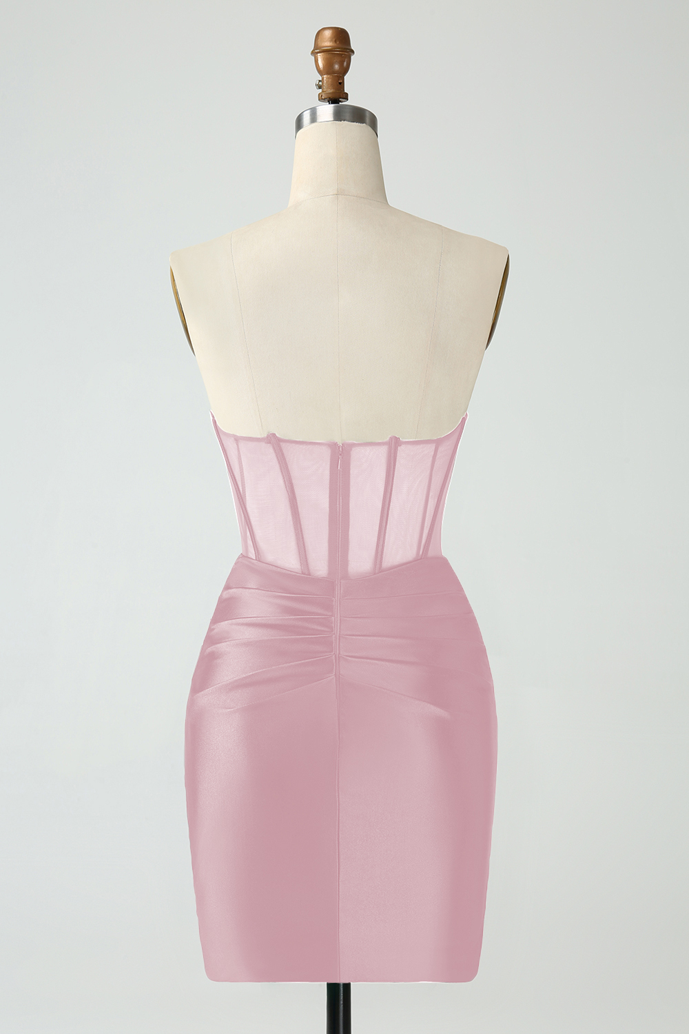 Dark Green Strapless Bodycon Satin Ruched Corset Short Homecoming Dress 