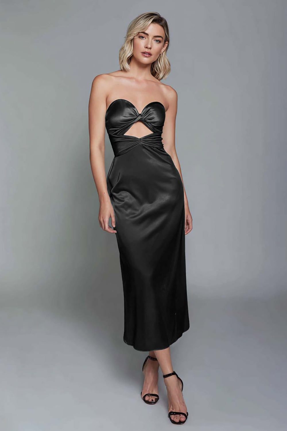 Dark Green Strapless Sheath Satin Maxi Formal Dress