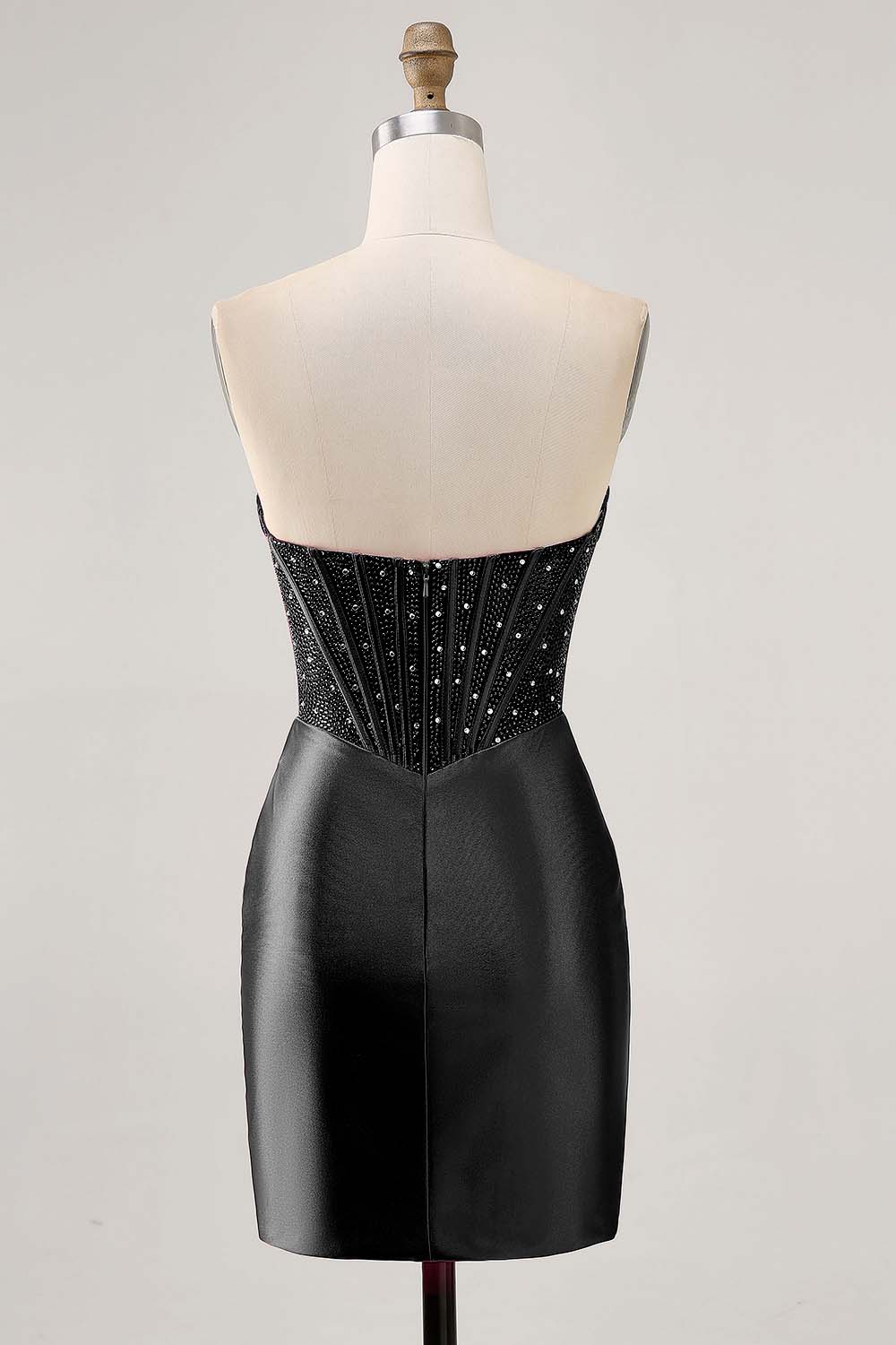 Sparkly Fuchsia Strapless Tight Corset Short Satin Homecoming Dress