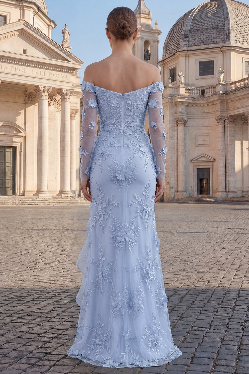 Yellow Floral Strapless Sheath Long Prom Dress with Ruffles