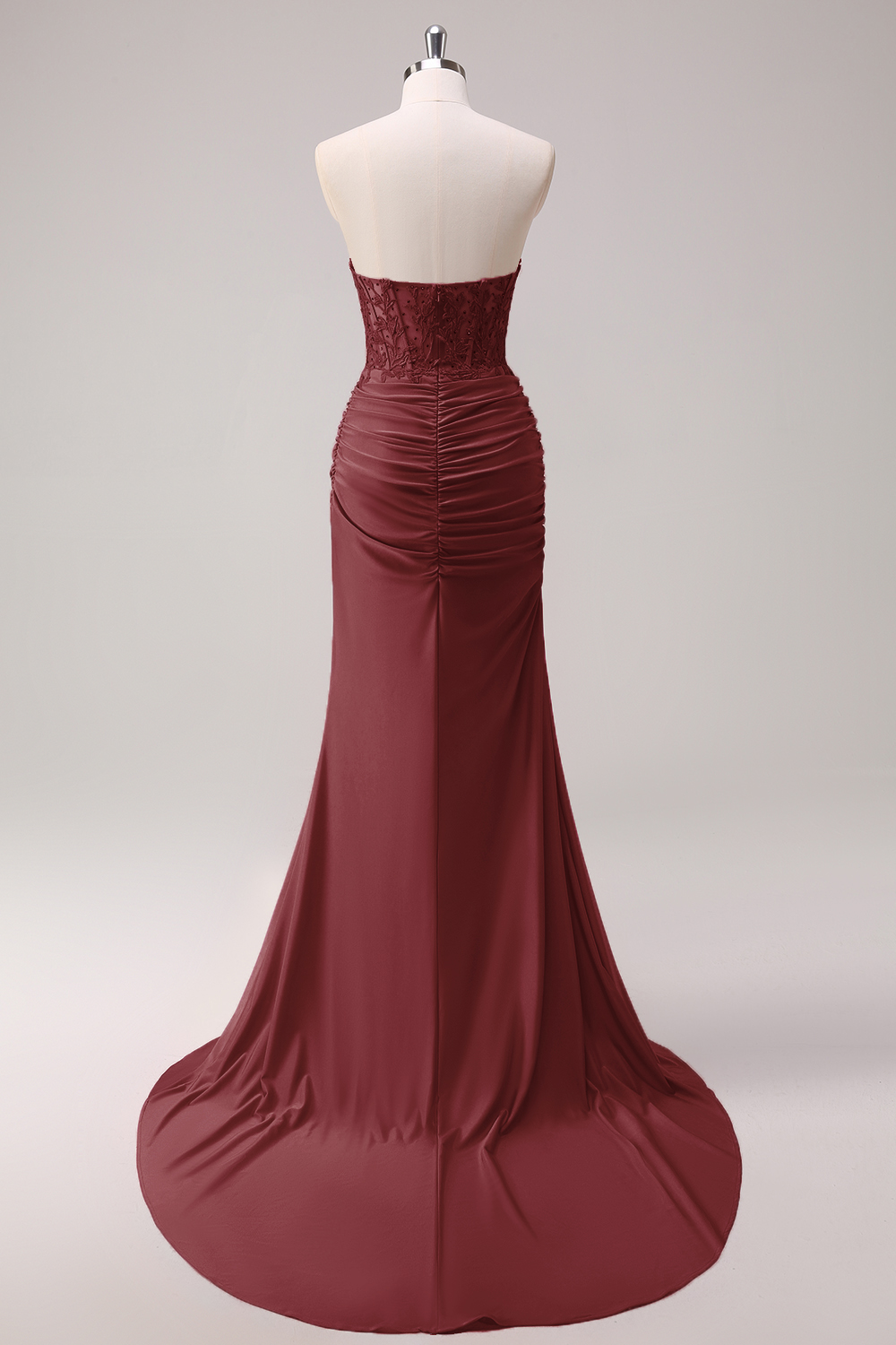 Fuchsia Sweetheart Mermaid Satin Long Corset Prom Dress with Appliques
