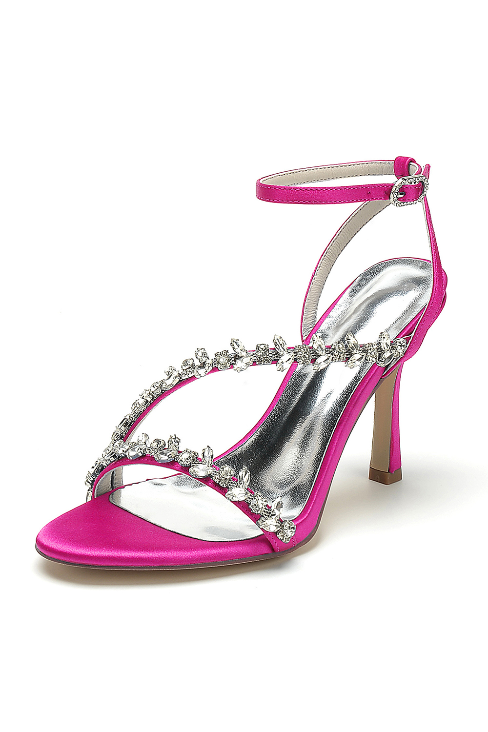 White Rhinestone Stilettos Open Toe Strappy Shoes