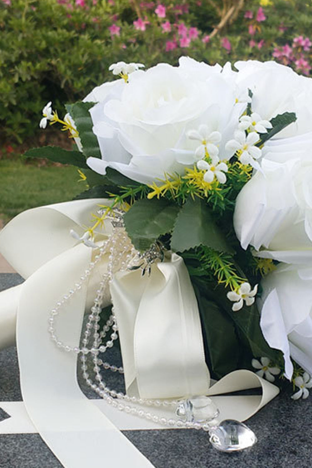 White Artificial Rose Homecoming Bouquet