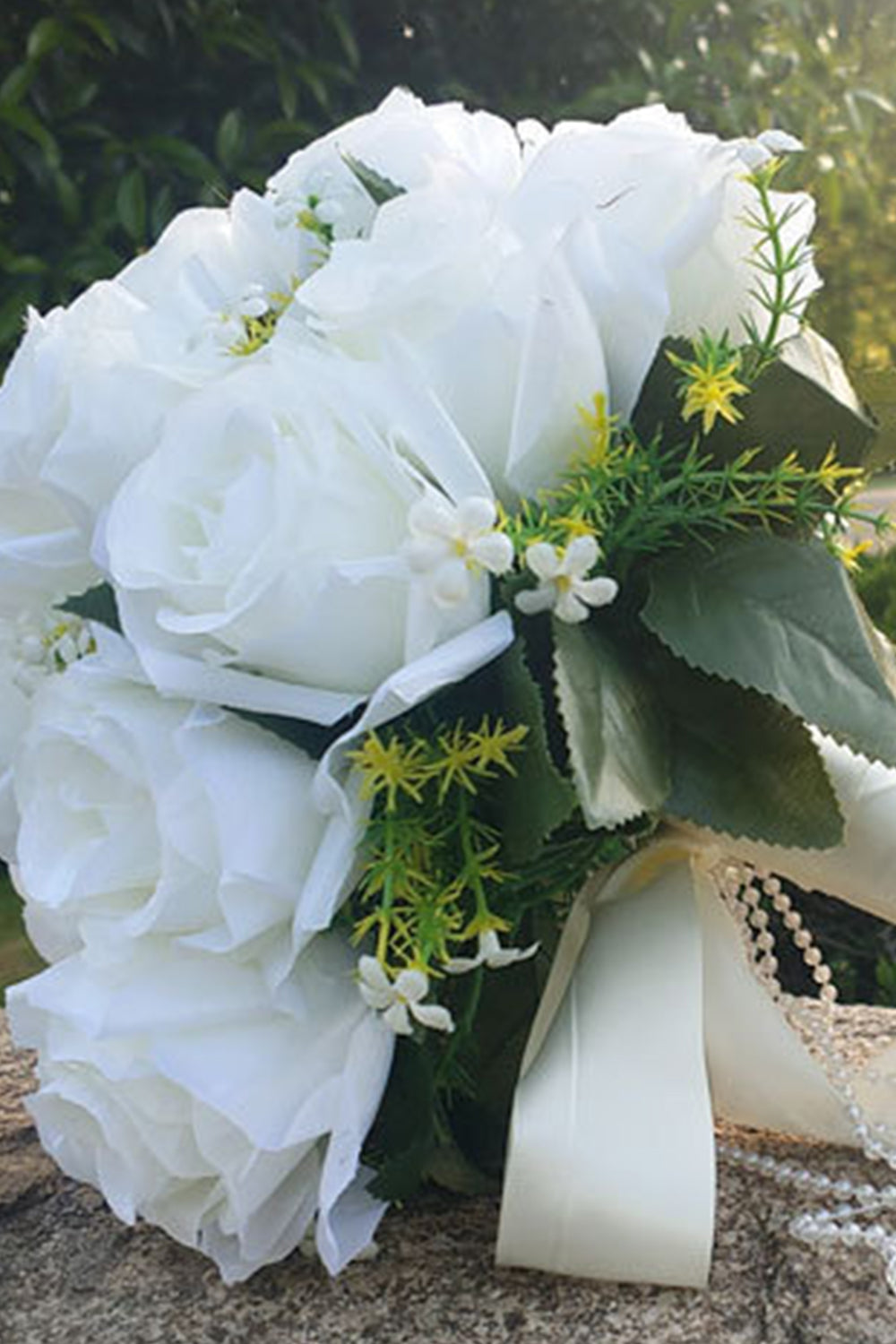 White Artificial Rose Homecoming Bouquet
