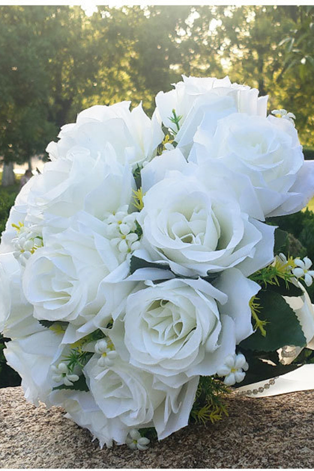 White Artificial Rose Homecoming Bouquet