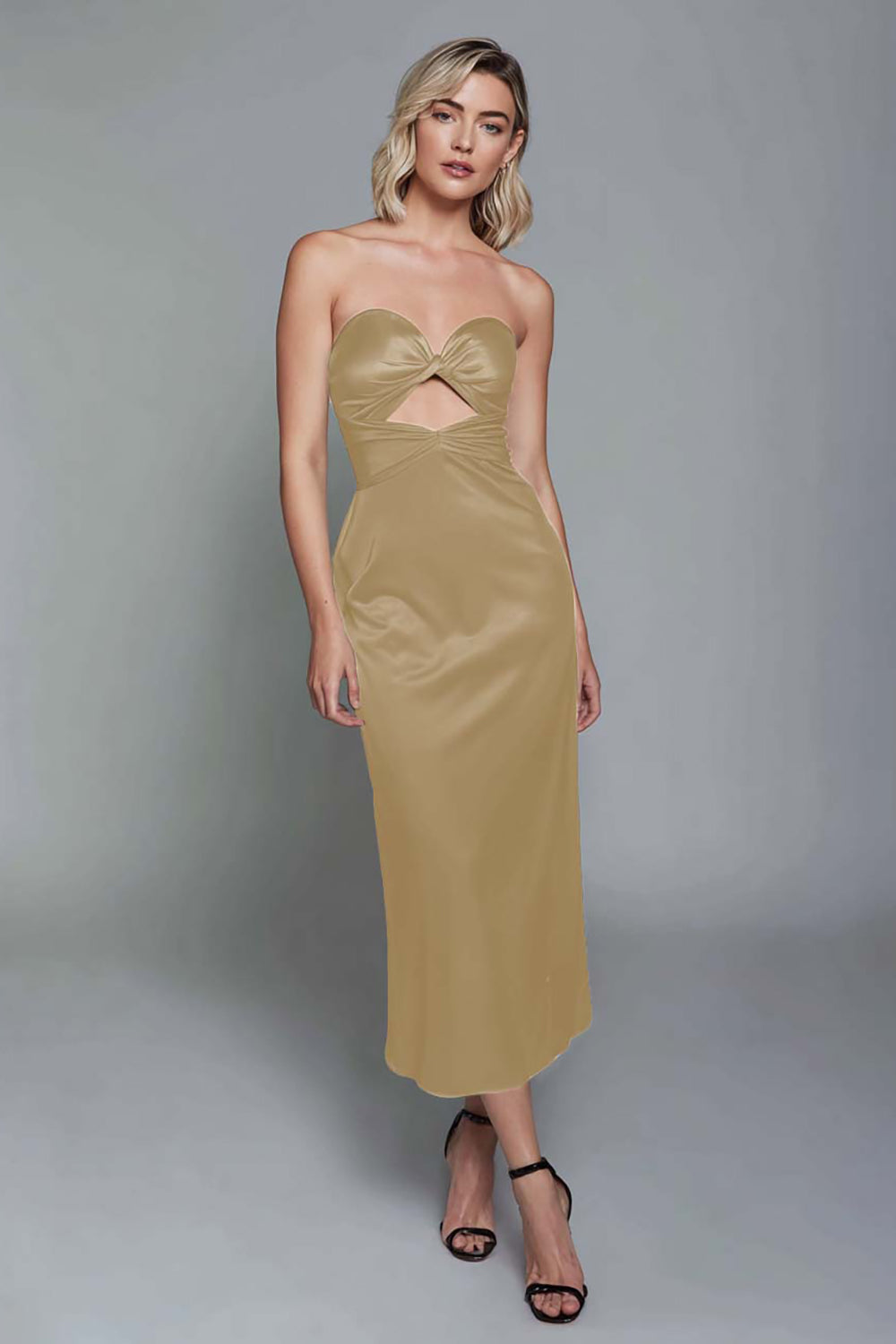 Dark Green Strapless Sheath Satin Maxi Formal Dress