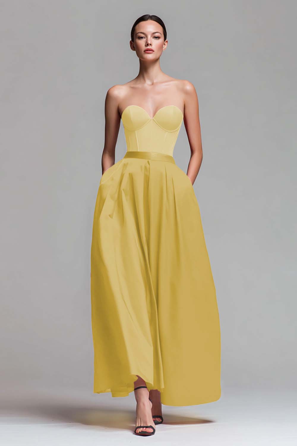 Red and Fuchsia A Line Satin Strapless Long Pageant Dress