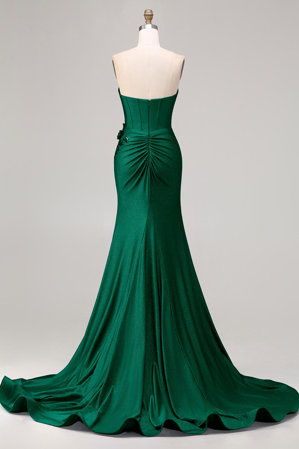 Sparkly Royal Blue Corset Satin Long Mermaid Prom Dress with Appliques