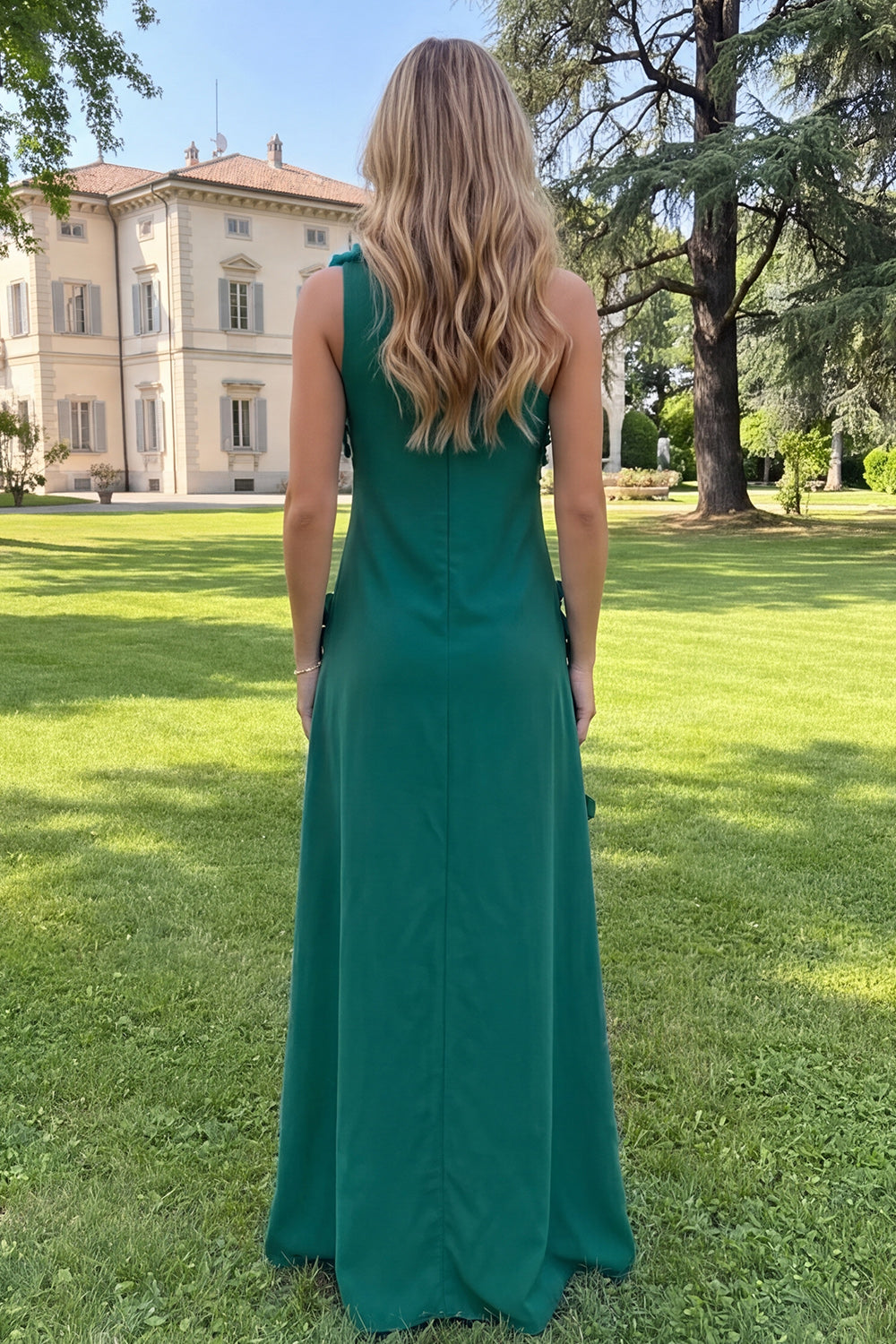Floral Yellow Sheath One Shoulder Maxi Formal Dress