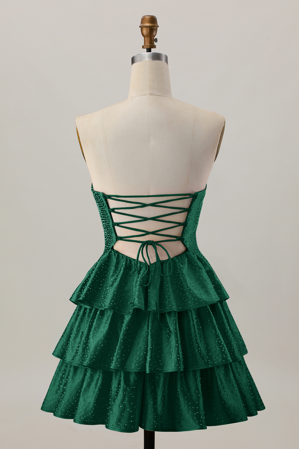 Sparkly Orange Cut Out A Line Tiered Short Satin Homecoming Dress with Beading