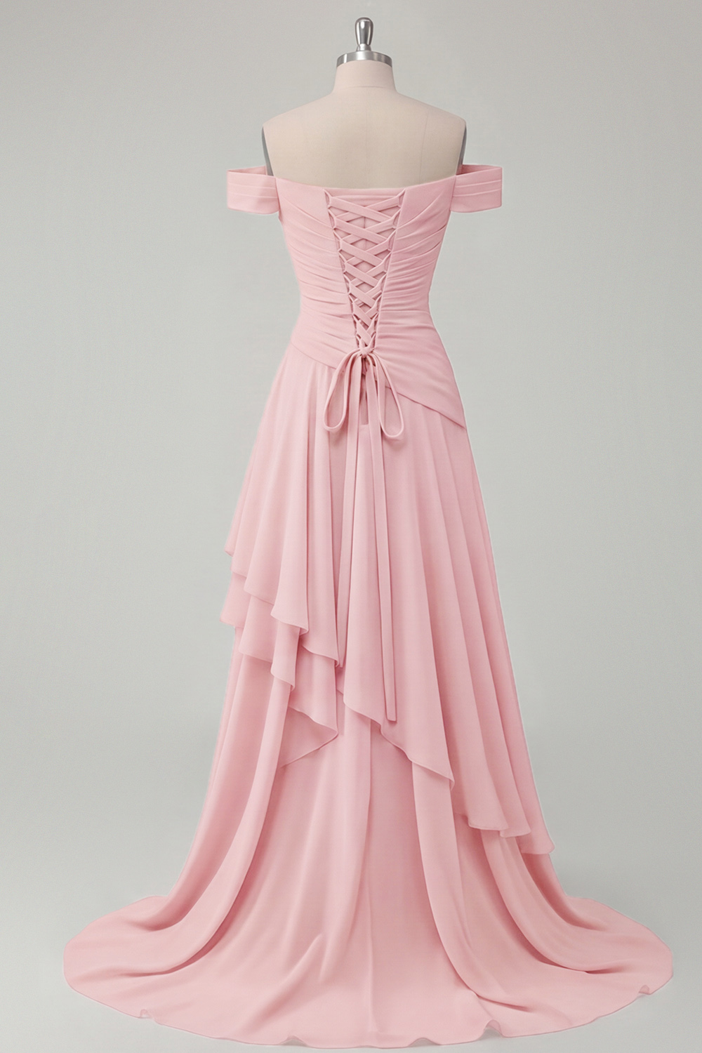Off the Shoulder Ruched A Line Butter Yellow Ruffled Prom Dress with Slit