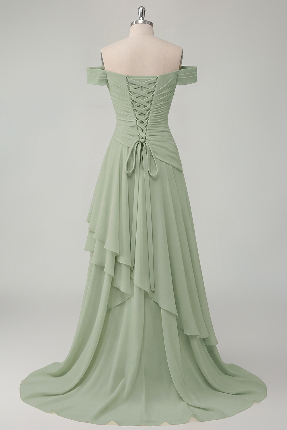 Off the Shoulder Ruched A Line Butter Yellow Ruffled Prom Dress with Slit