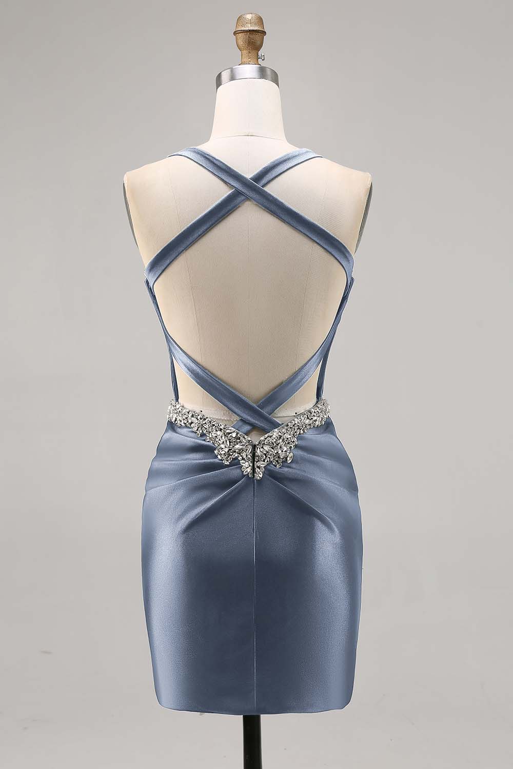 Sparkly Dark Green Satin Corset Short Tight Homecoming Dress with Beading