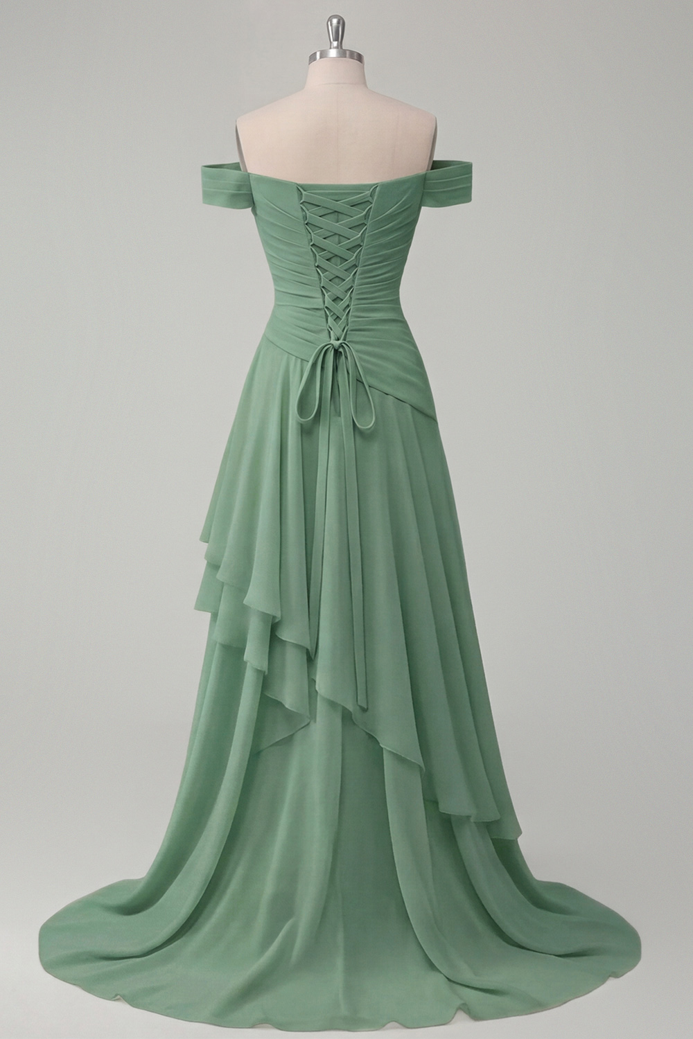 Off the Shoulder Ruched A Line Butter Yellow Ruffled Prom Dress with Slit