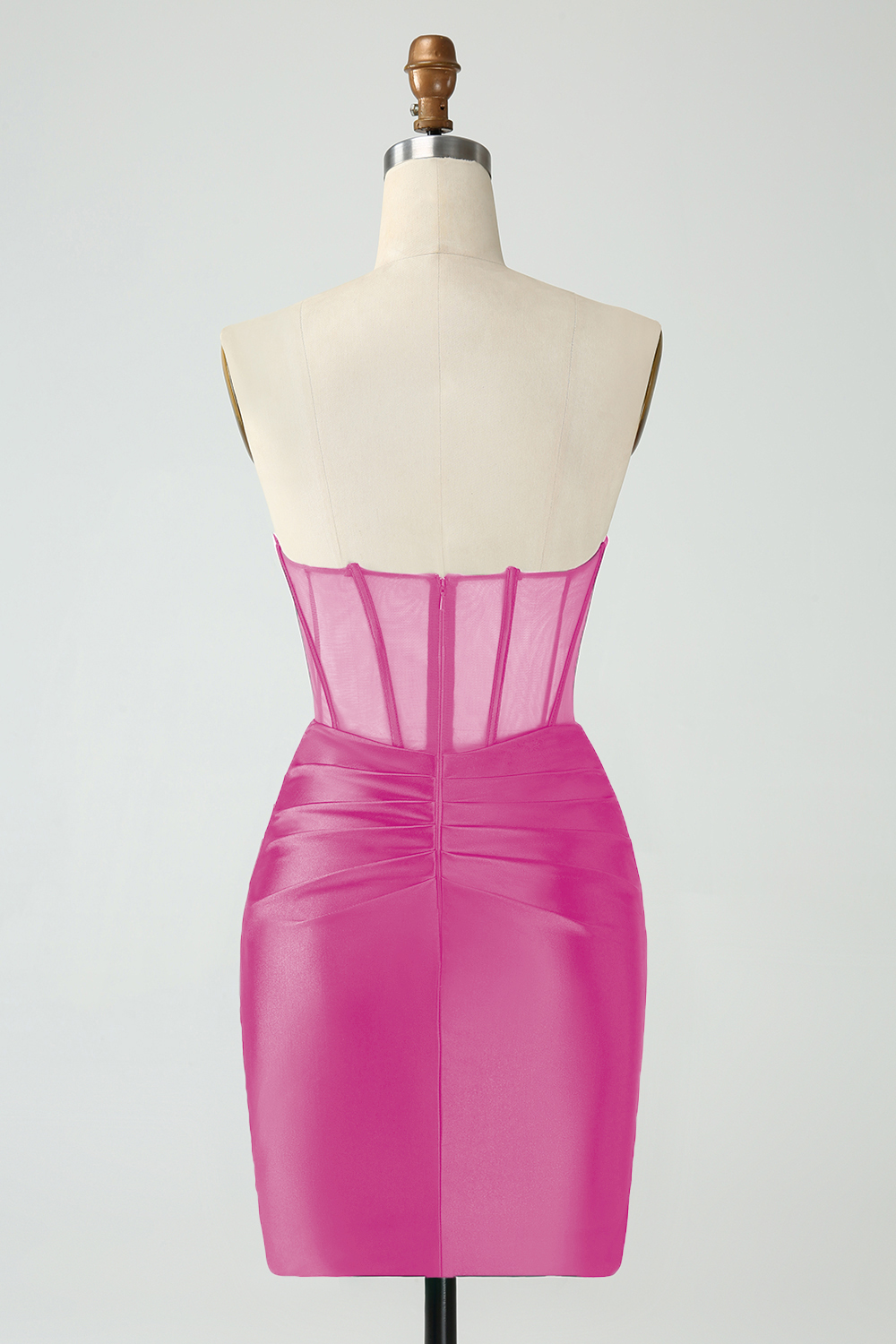 Dark Green Strapless Bodycon Satin Ruched Corset Short Homecoming Dress 