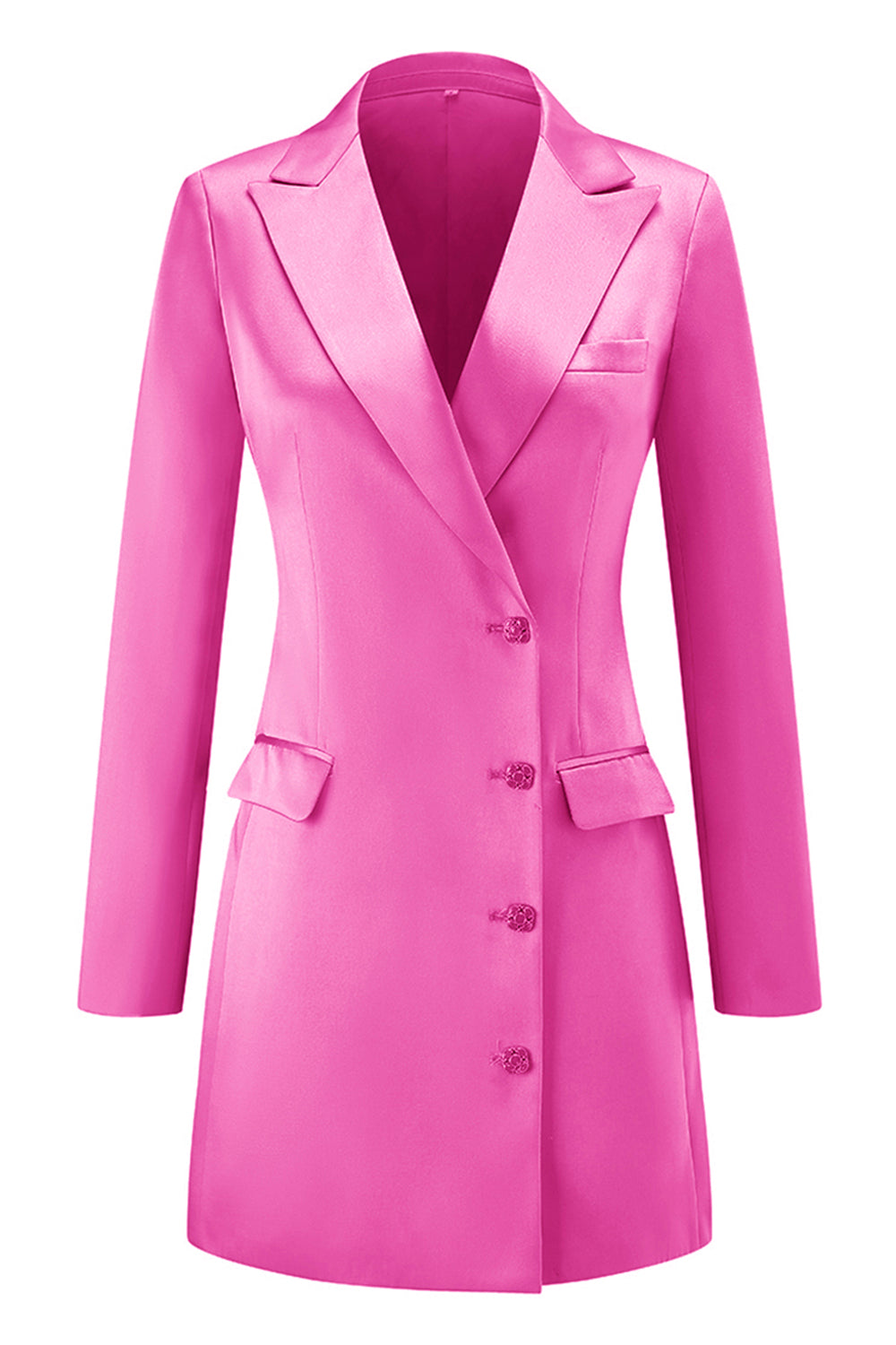 Fuchsia Single Breasted Peak Lapel Women Prom Party Blazer