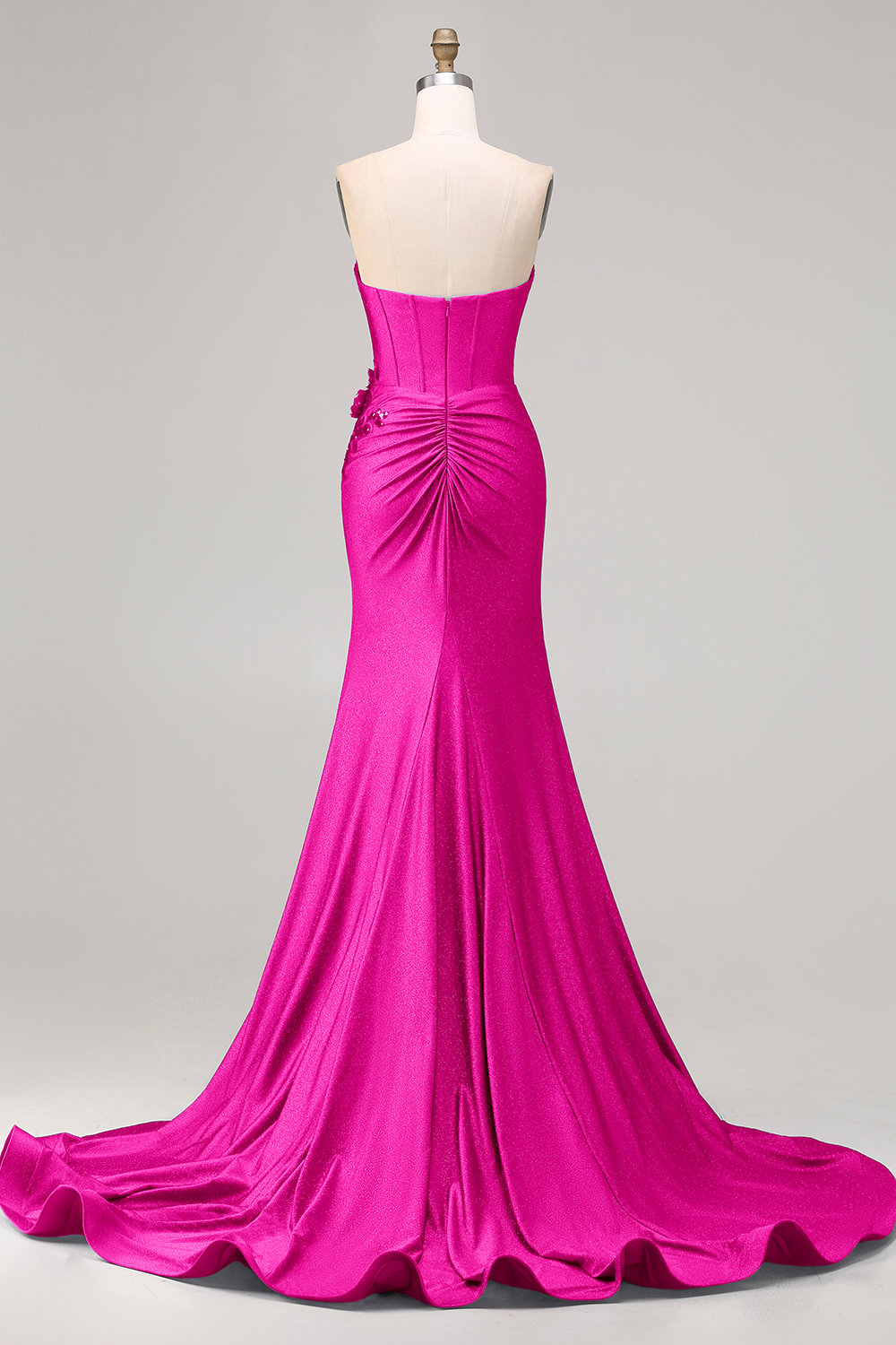 Sparkly Royal Blue Corset Satin Long Mermaid Prom Dress with Appliques