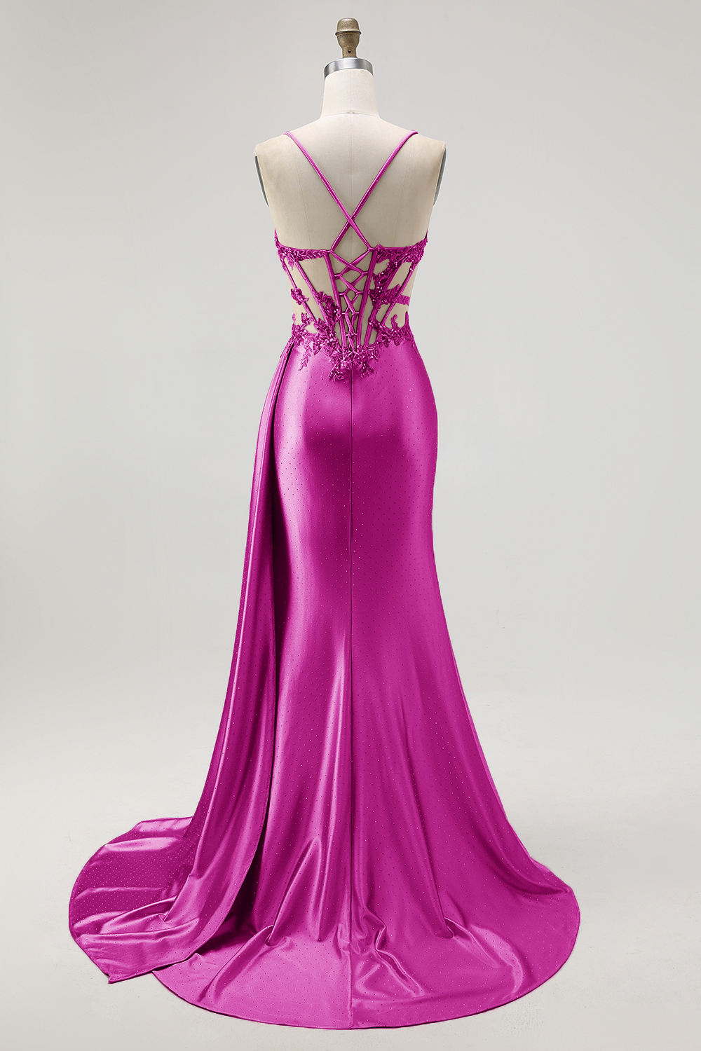 Sparkly Champagne Mermaid Ruched Long Satin Prom Dress with Beading