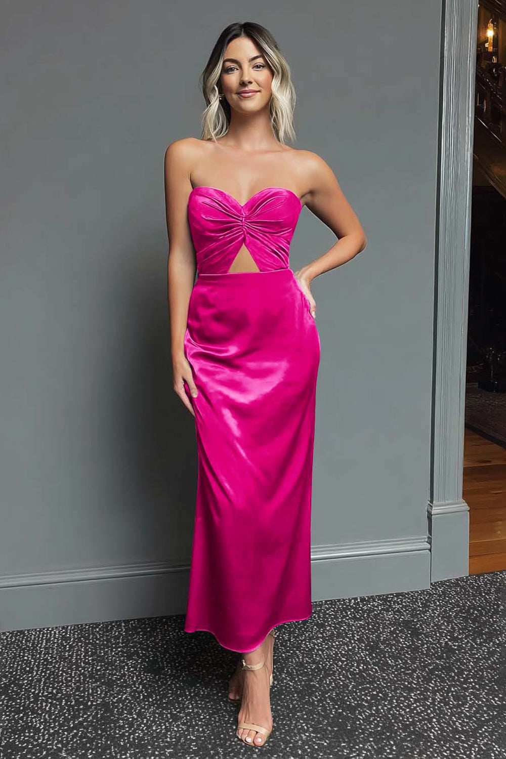 Dark Green Sweetheart Sheath Long Satin Formal Dress