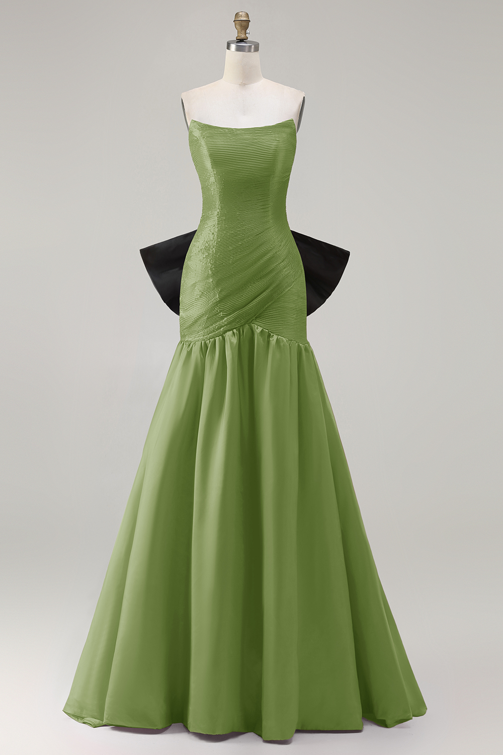 Fuchsia Satin Strapless Long Mermaid Prom Dress with Bow