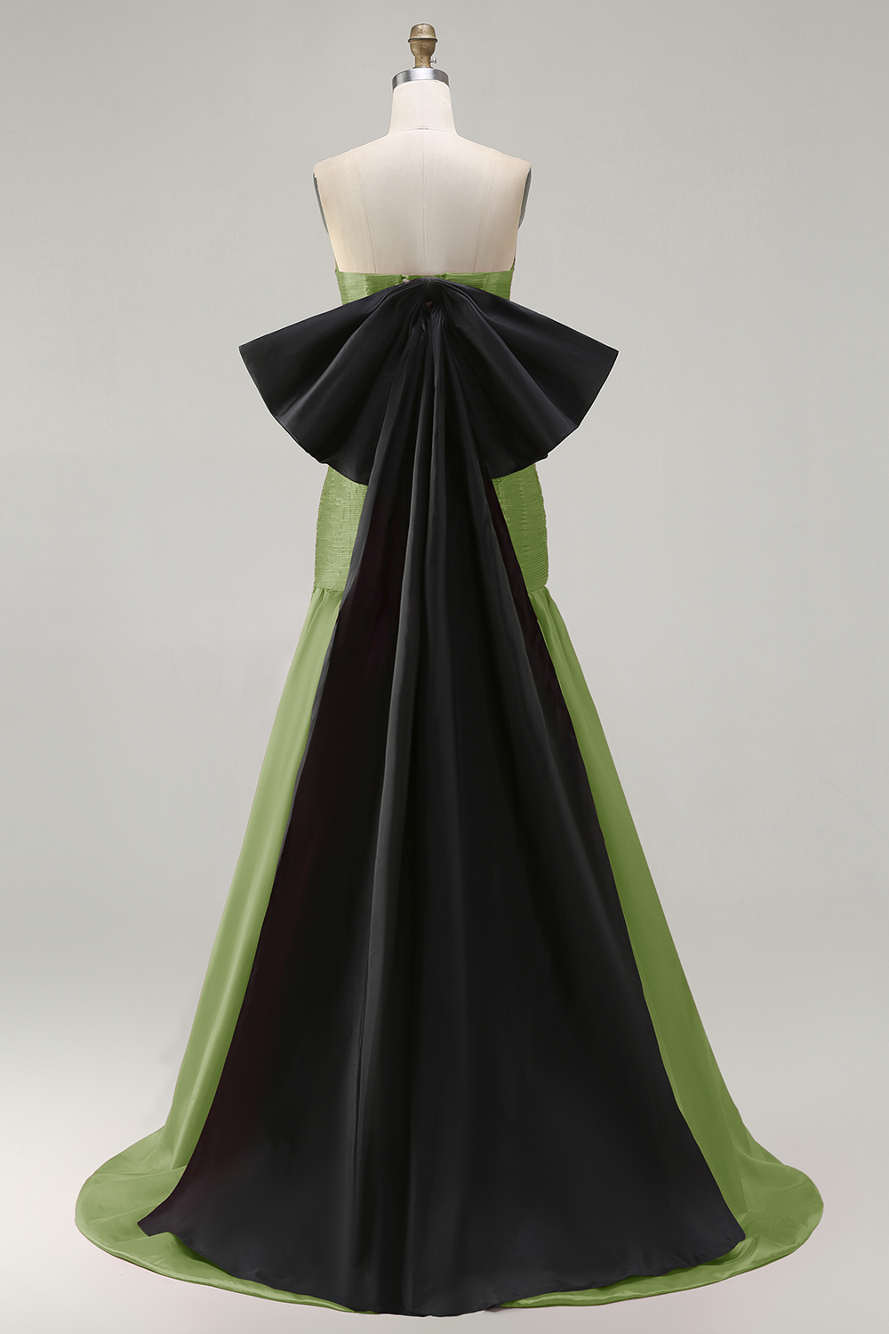 Fuchsia Satin Strapless Long Mermaid Prom Dress with Bow