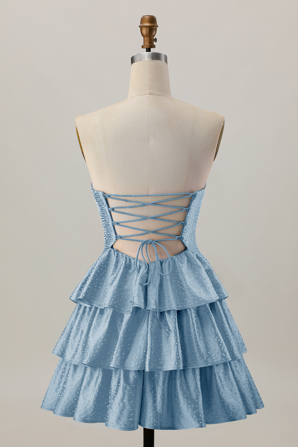 Sparkly Orange Cut Out A Line Tiered Short Satin Homecoming Dress with Beading