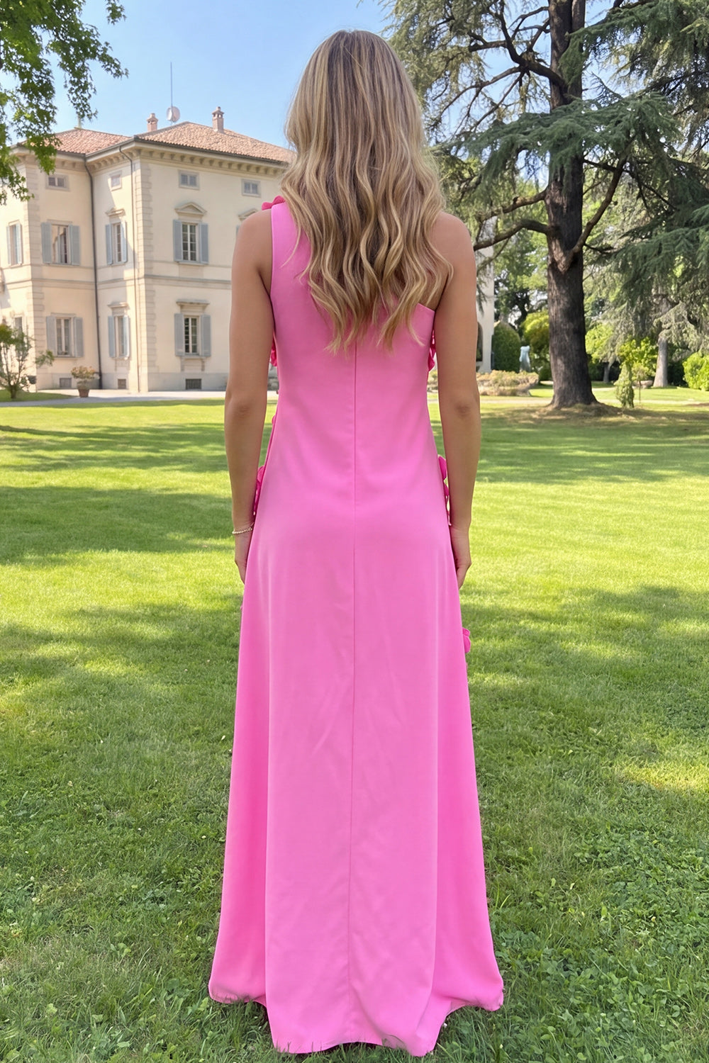 Floral Yellow Sheath One Shoulder Maxi Formal Dress