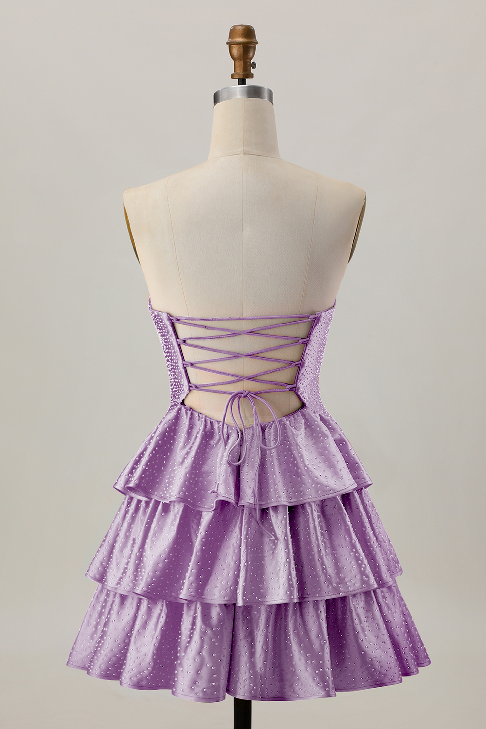 Sparkly Orange Cut Out A Line Tiered Short Satin Homecoming Dress with Beading