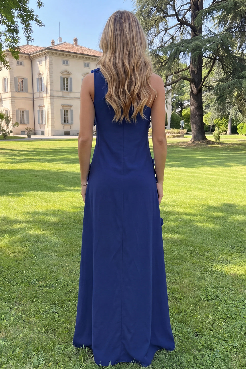 Floral Yellow Sheath One Shoulder Maxi Formal Dress