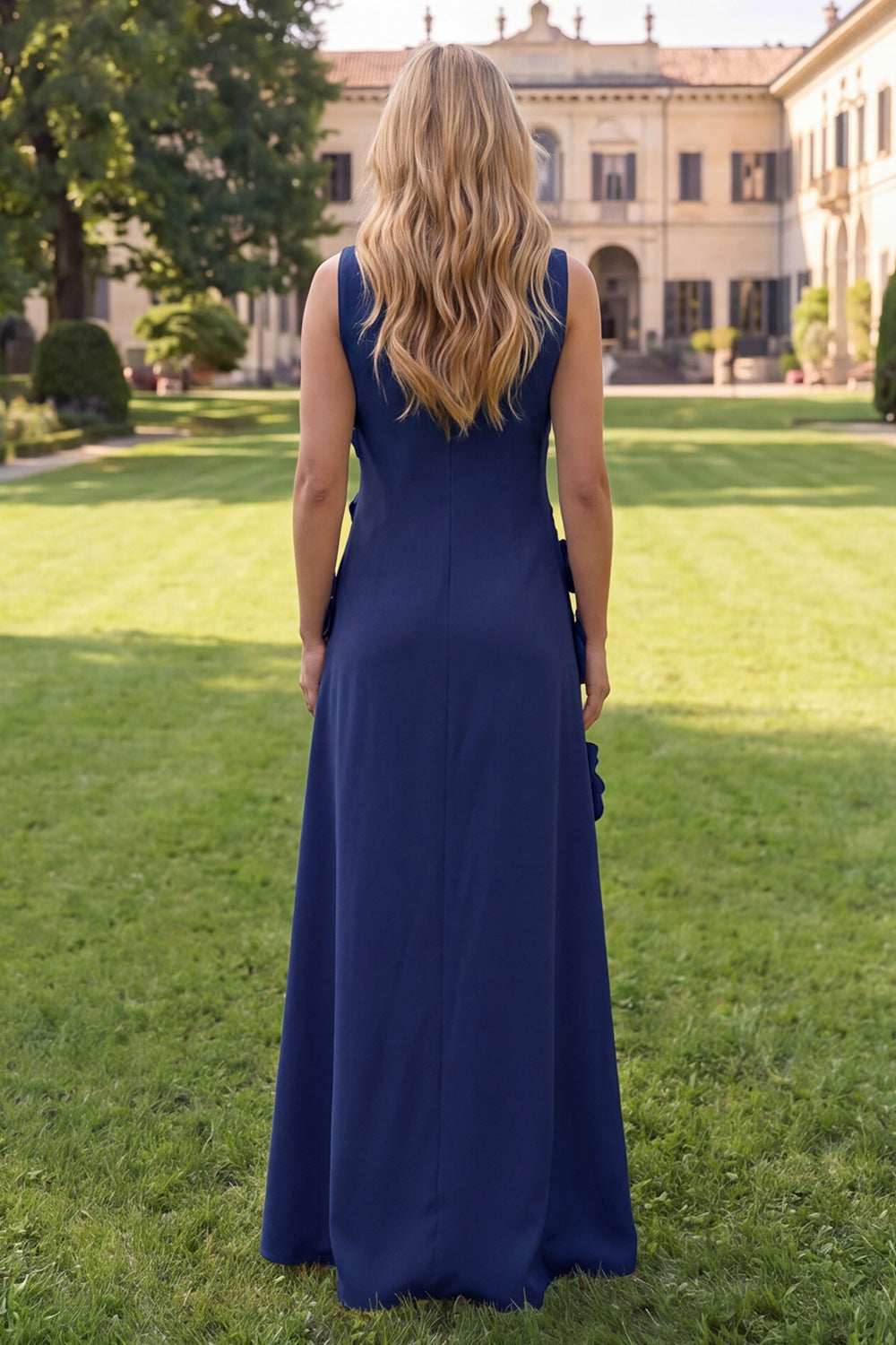 Floral Hot Pink A Line Boat Neck Long Formal Dress