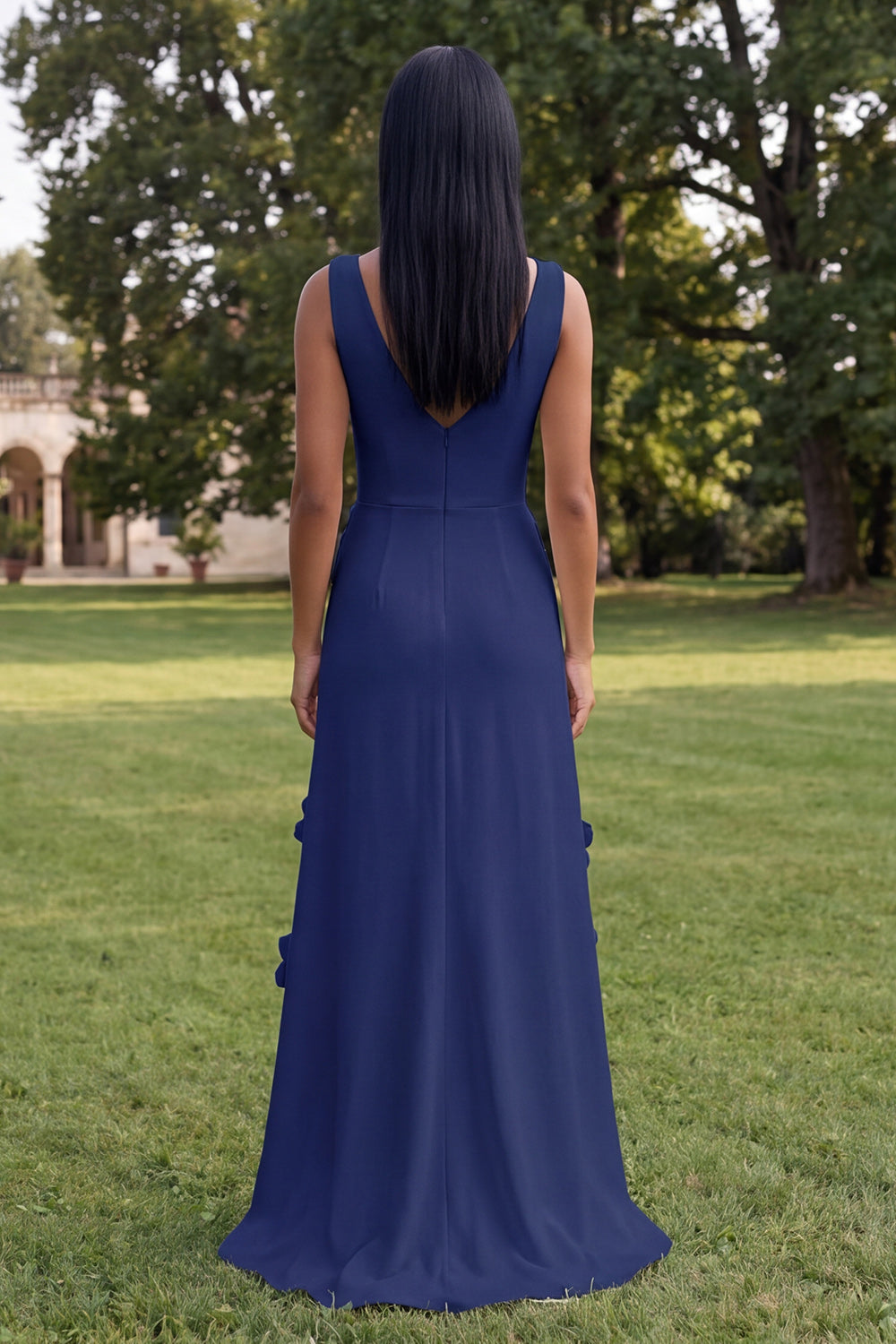 Floral Butter Yellow Sheath V-Neck Long Formal Dress