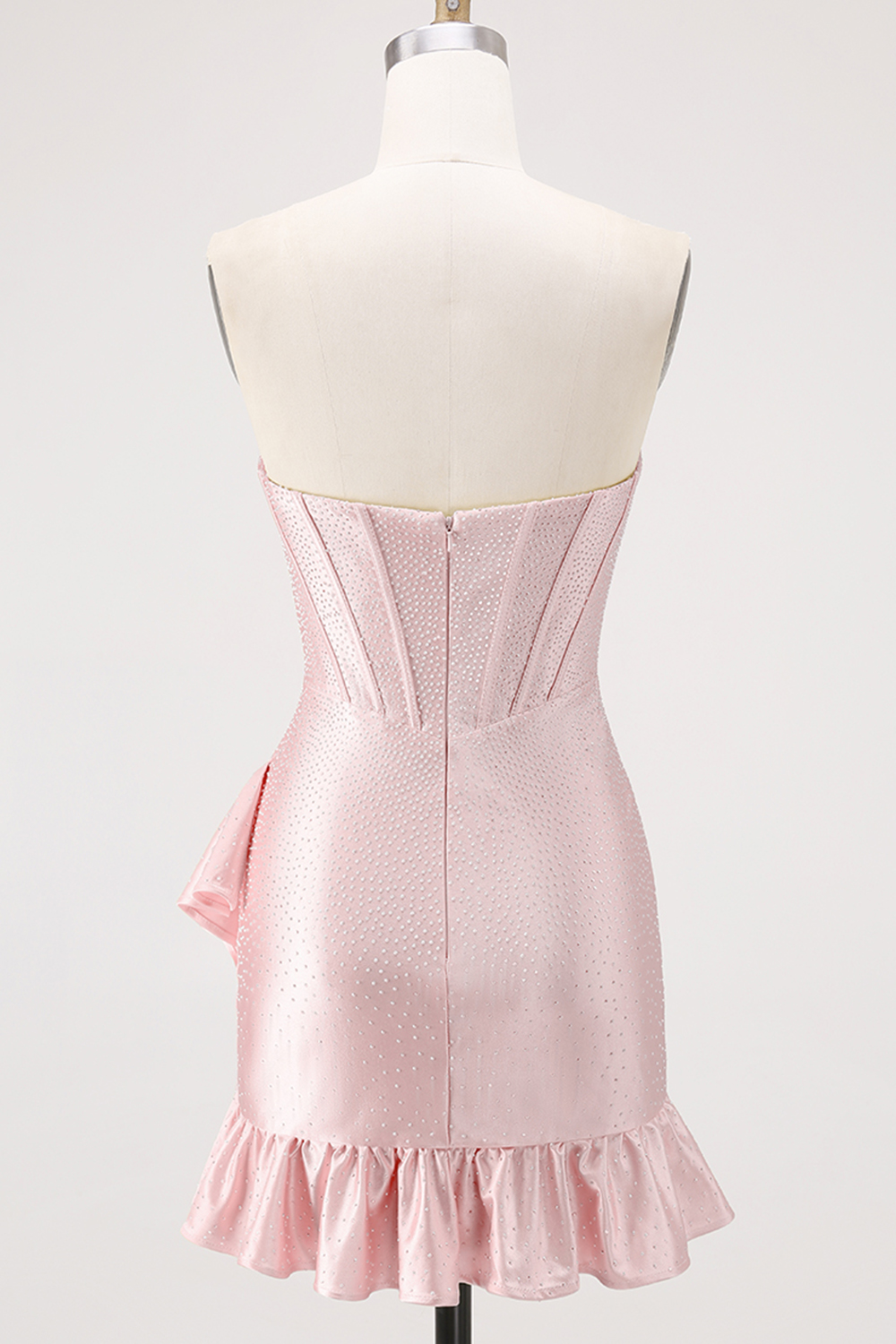 Sparkly Pink Bodycon Short Corset Homecoming Dress with Beading