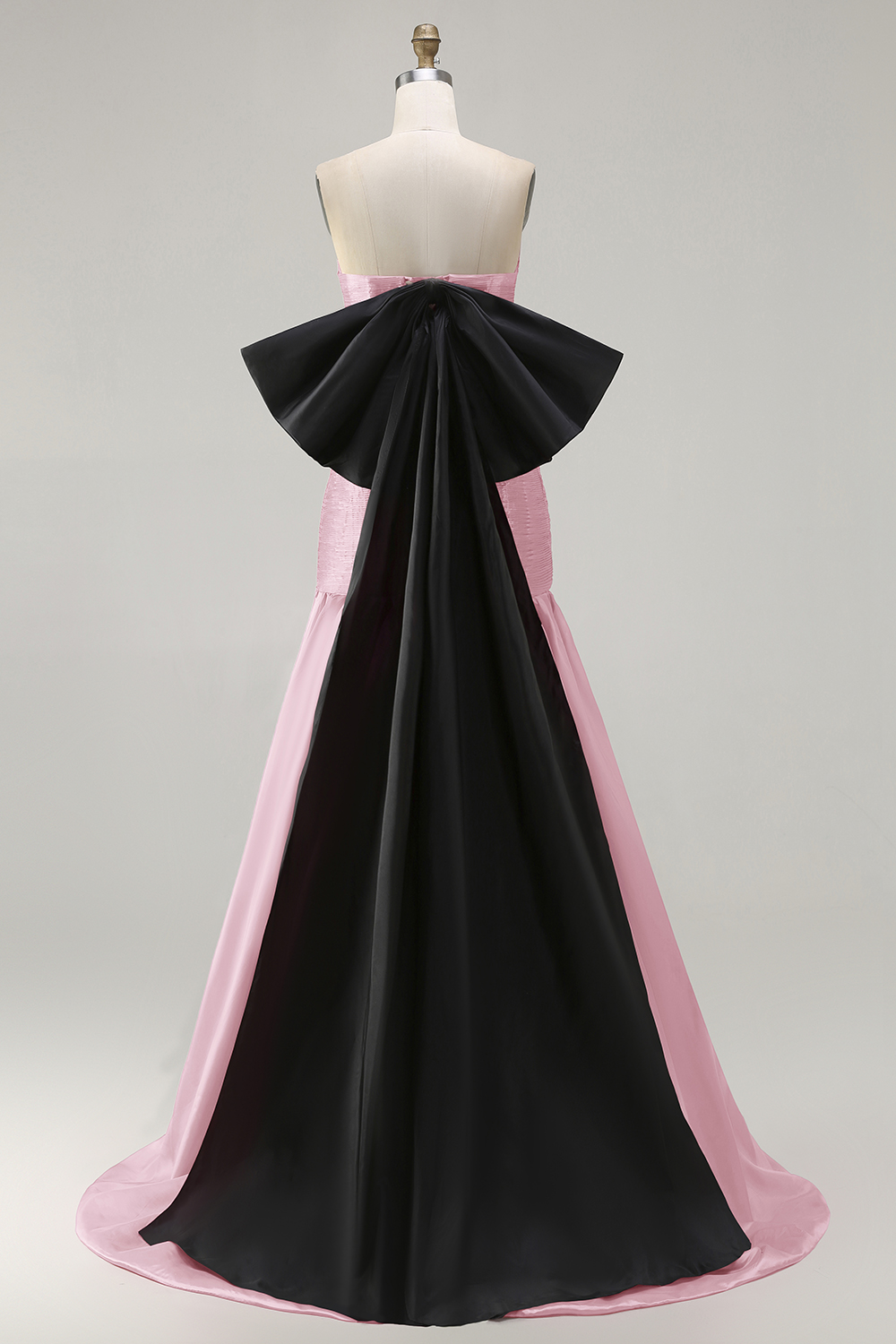 Fuchsia Satin Strapless Long Mermaid Prom Dress with Bow