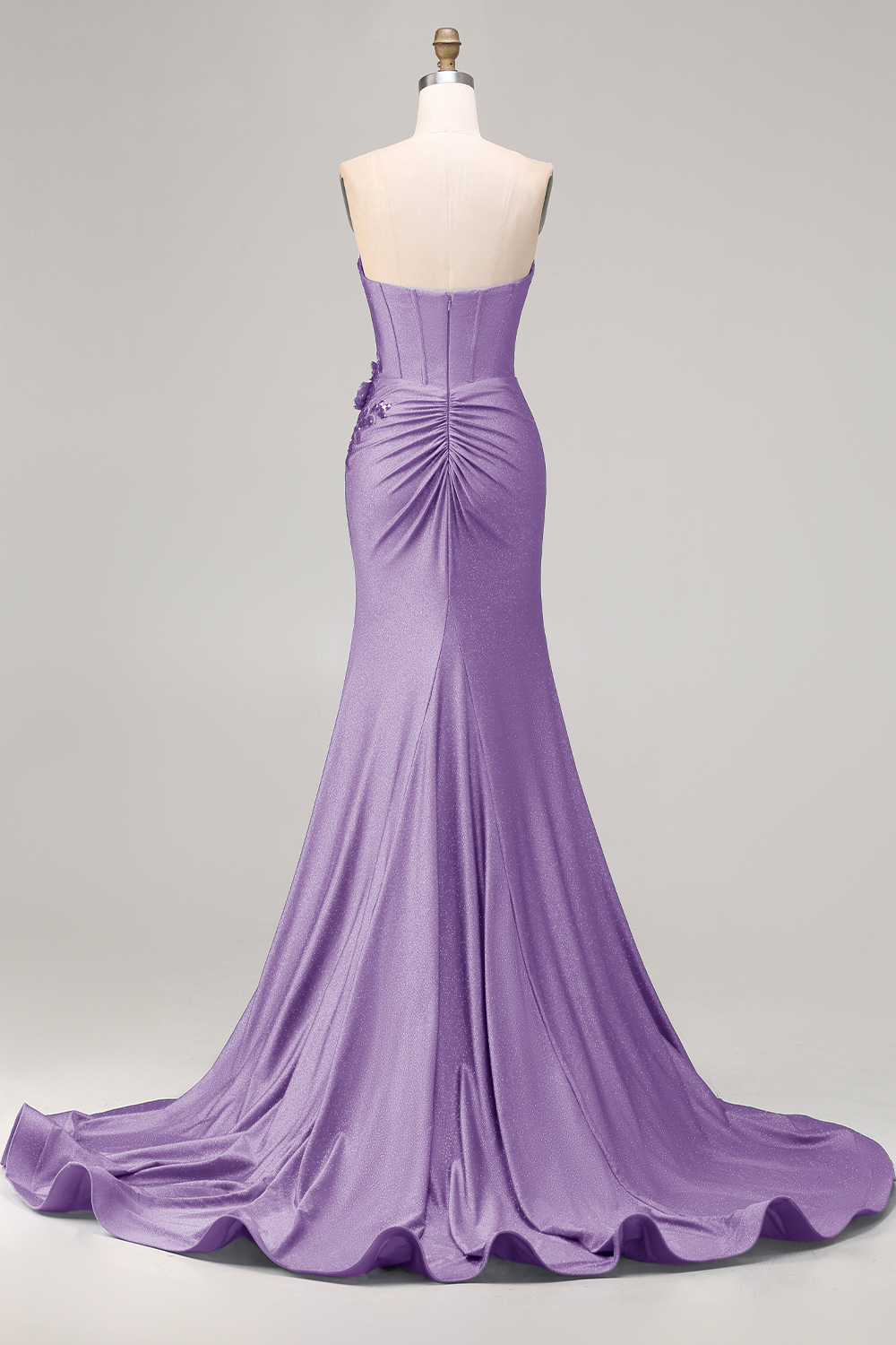 Sparkly Royal Blue Corset Satin Long Mermaid Prom Dress with Appliques