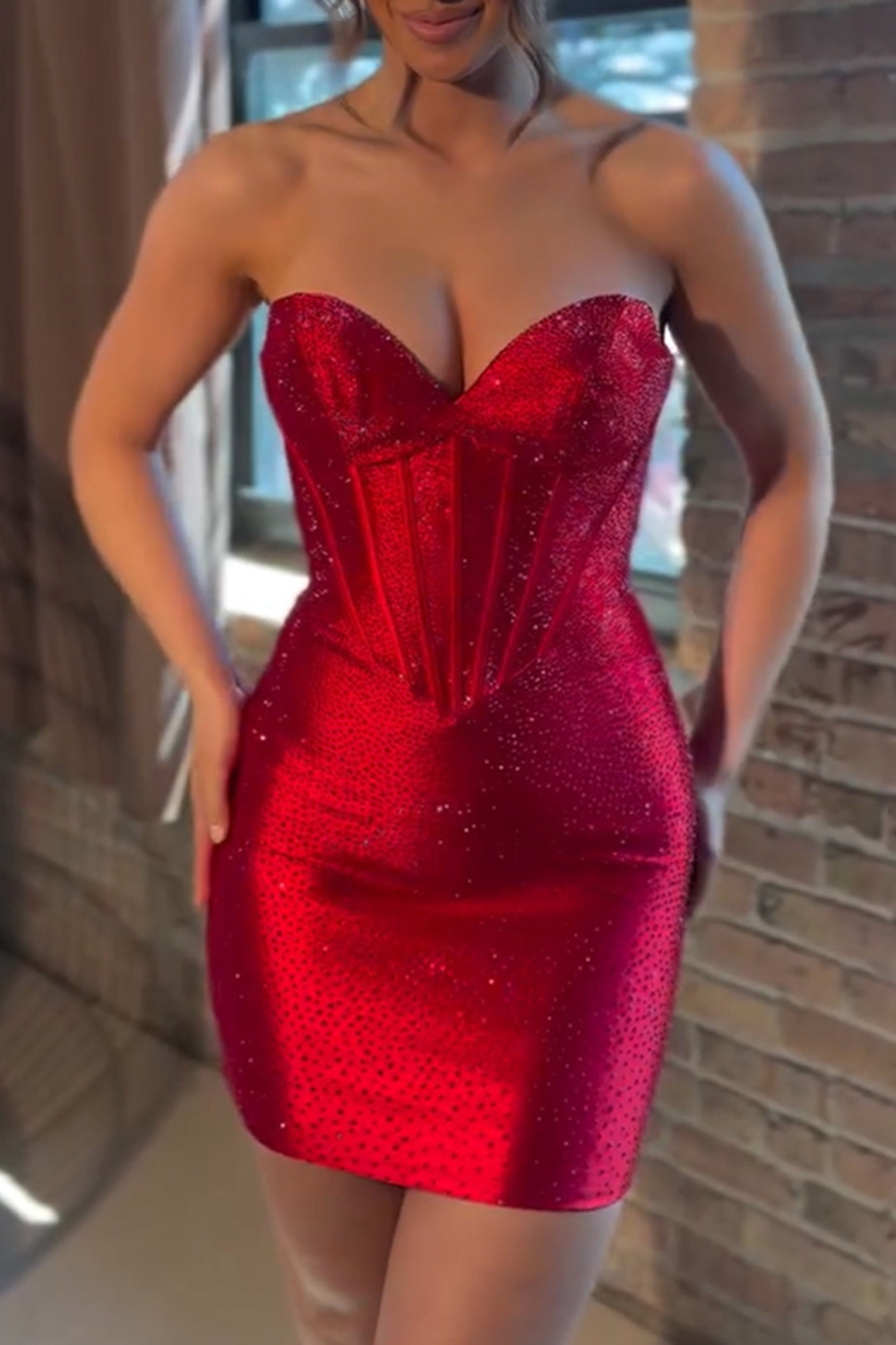 Butter Yellow Tight Sparkly Short Corset Homecoming Dress with Beading