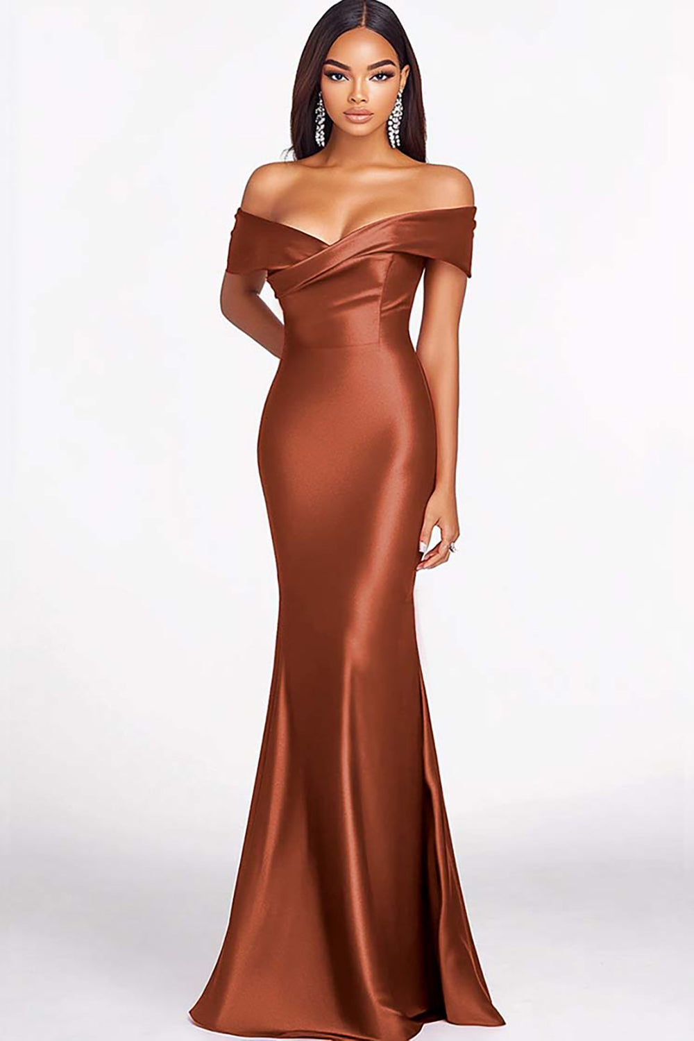 Off the Shoulder Mermaid Elegant Eucalyptus Long Formal Dress