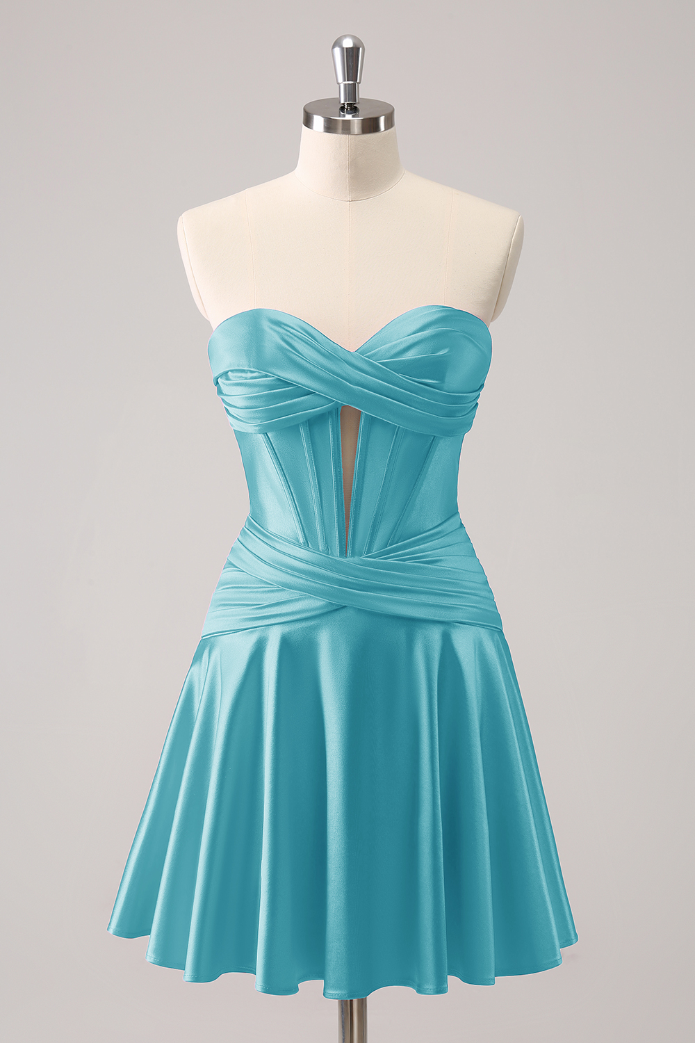 Burgundy Sweetheart A-Line Satin Corset Homecoming Dress